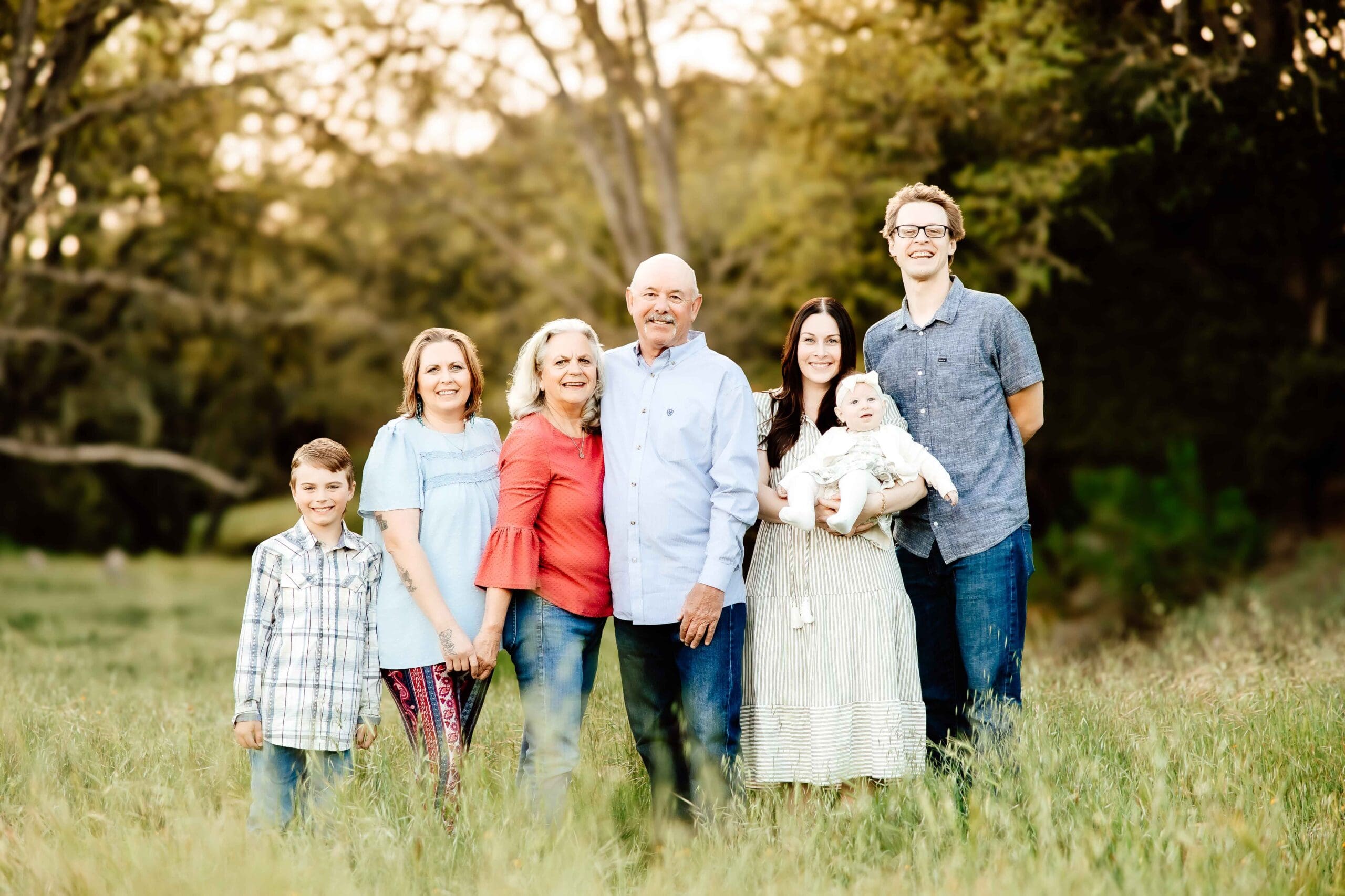 Extended Family photo in a lush field in Paso Robles