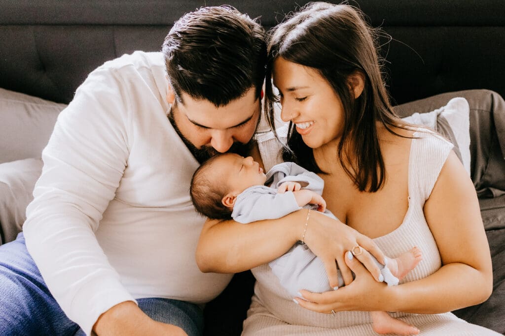 New family of 3.  In-home lifestyle newborn session in Paso Robles, CA