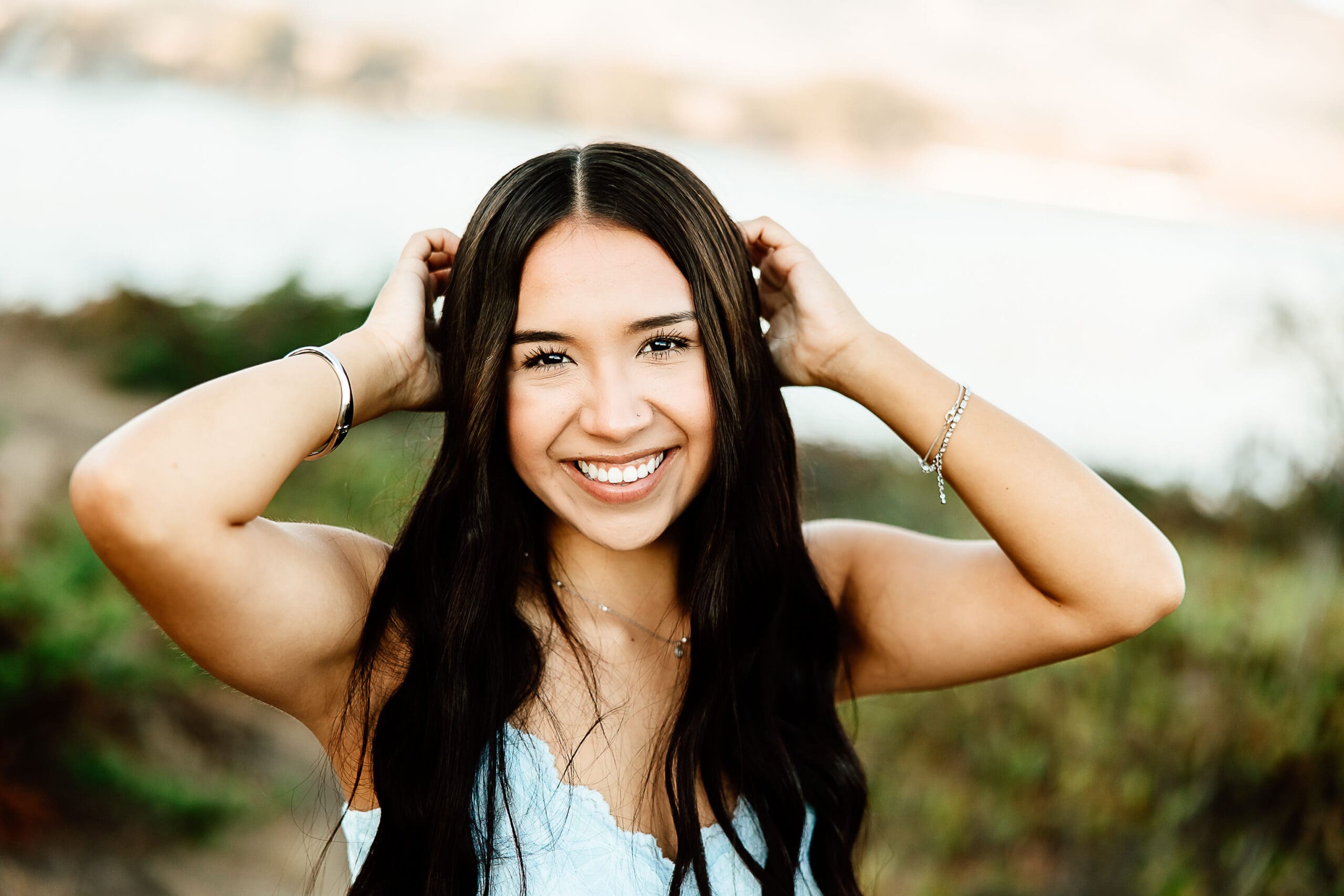 Senior portrait of a girls at the beach in San Simeon