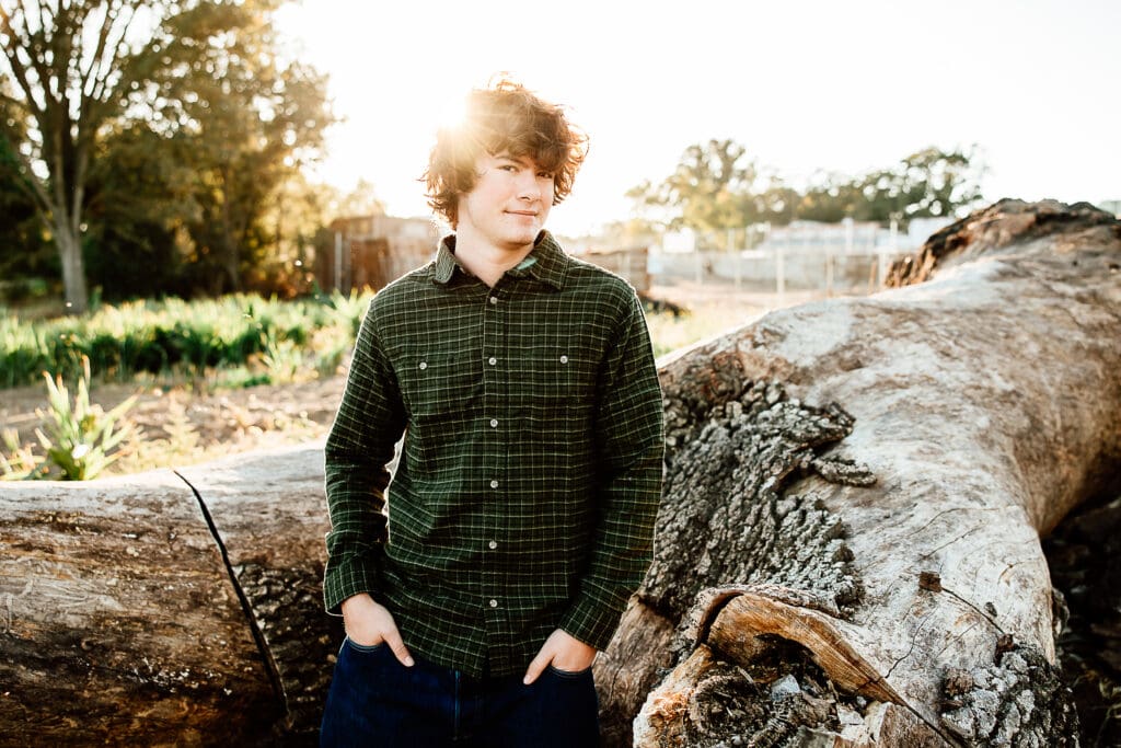 Backlit portrait of a high school senior guy from Templeton High School